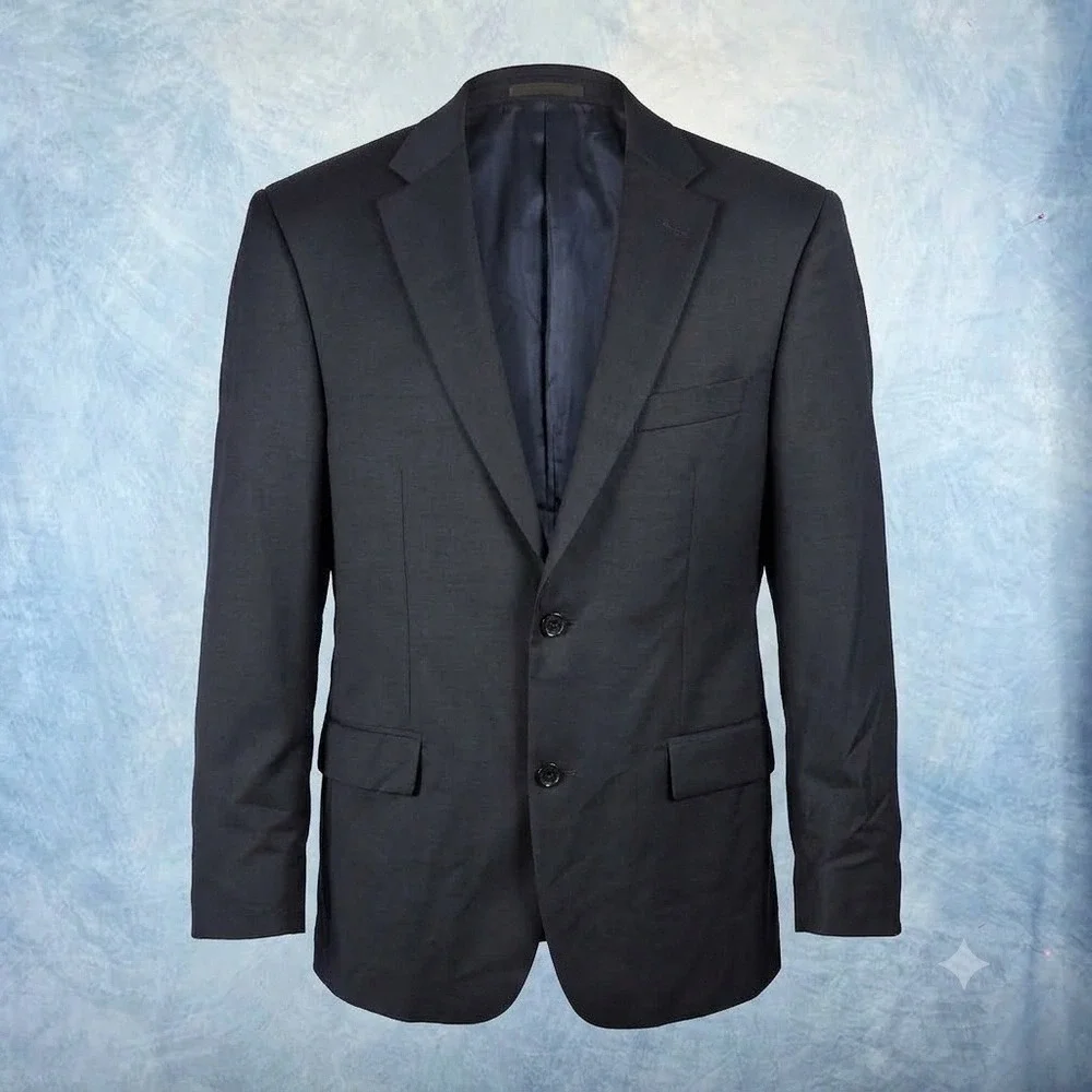 Hugo Boss Mens 100% Virgin Wool 2-Button Blazer Sport Coat Navy Blue 40R 42R